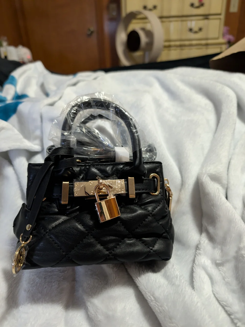 Badgley Mischka Mini Diamond Quilted Tote Bag